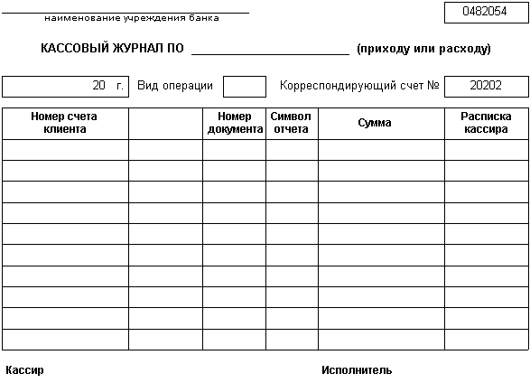 Кассовый журнал по приходу